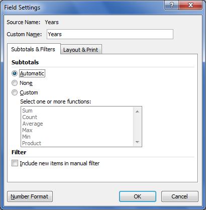 Settings. 2 Select Subtotals.Automatic 3 Click OK.
