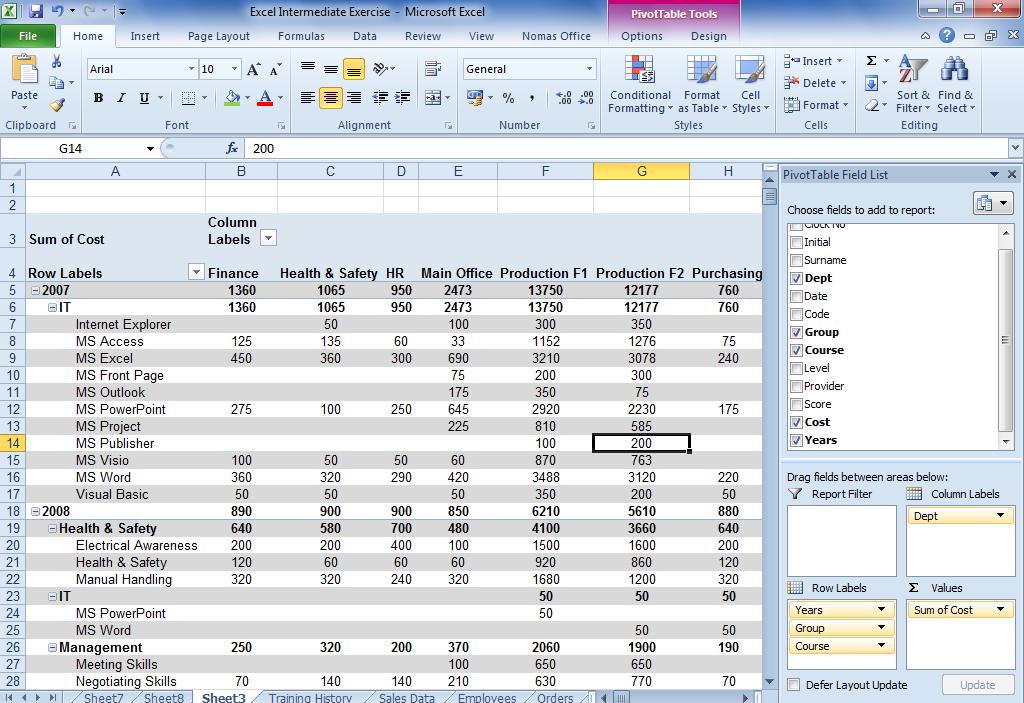 Re-Organising The Pivot Table Adding Columns And Rows To enhance the amount of detail available in your Pivot Table, you can add more fields.
