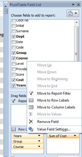 Changing The Summary Functions Excel summarises data by summing numeric values (if the data fields contain text,