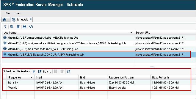 Refreshing Cached Data 95 Figure 10.8 Cache Refresh Jobs Schedule From the Schedule tab, you can view or edit scheduled jobs, delete one or more jobs, and search for jobs.