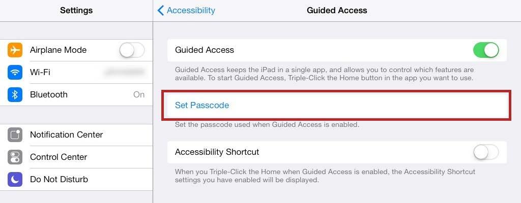 To turn on Guided Access, perform the following steps. 1. Tap Settings. 2. On the Settings screen, tap General. 3.