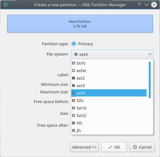 Click OK in the dialog to accept your choice. The operation to create the new primary partition is then added to the operation list.