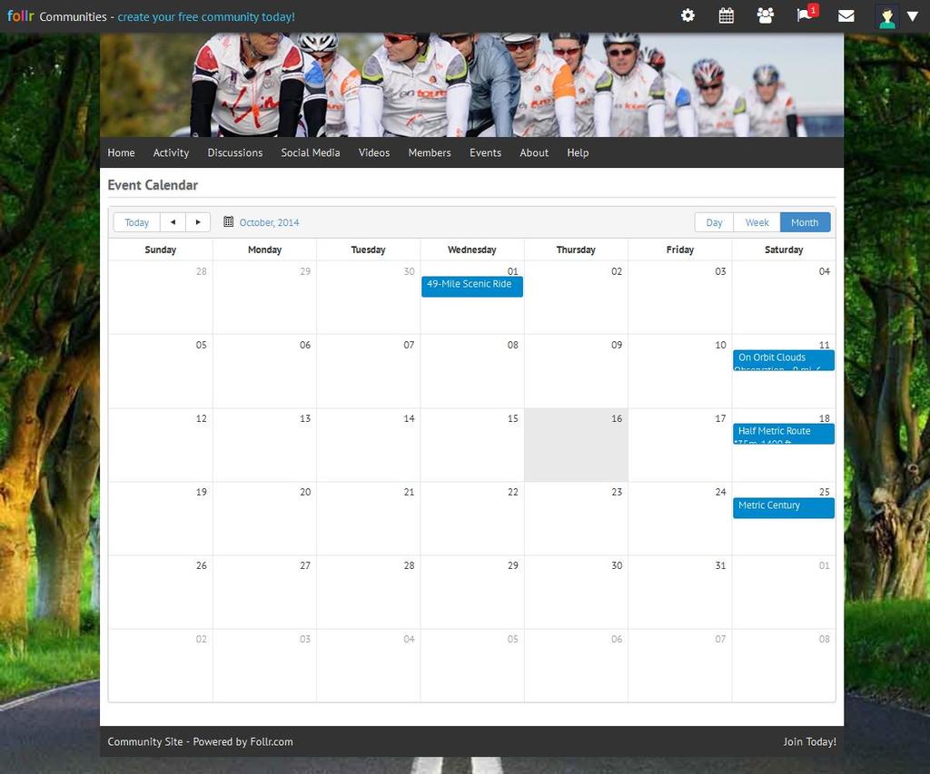 Website: Event Calendar Full page calendar with the soonest event determining the month displayed (e.g. not necessarily this month).
