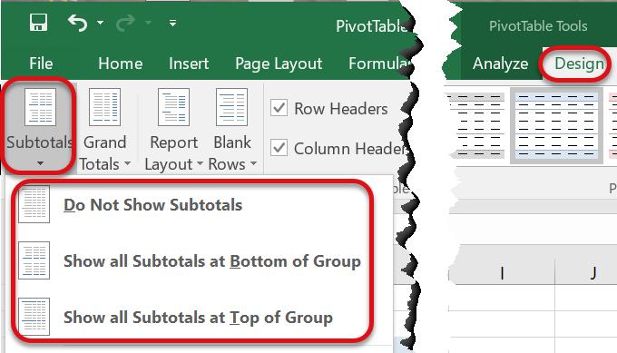 Subtotals and Grand Totals The Subtotal and Grand Total will display the subtotal for each field and the overall grand total by default in a