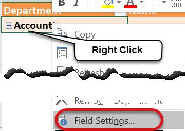 For example, to print a new page for each new department, right click on one of the department names and then select Field Settings.