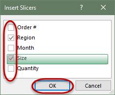 To use the slicers, simply click on the item to display. When an item is selected (highlighted) the PivotTable will update to reflect what was selected.