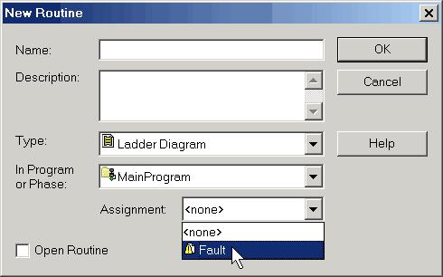 Major Faults Chapter 1 The New Routine dialog box appears. 3. Specify the properties in the New Routine dialog box.