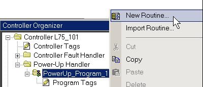 Major Faults Chapter 1 3. Right-click the program you created in step 2 and choose New Routine.