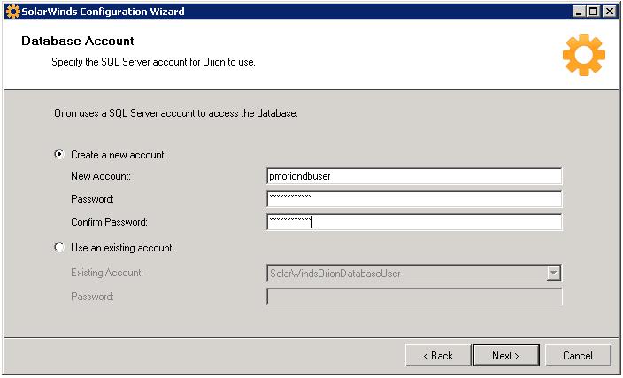 INSTALLATION GUIDE: PATCH MANAGER 4. Select the SQL Server database account, and click Next.