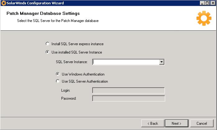INSTALLATION GUIDE: PATCH MANAGER 13. Select the location of the SolarWinds Patch Manager database, and click Next. 14.