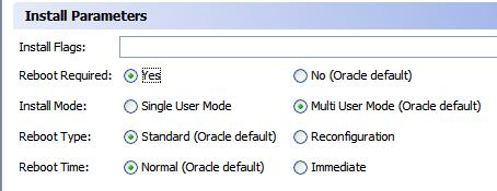 patch is installed. Settings that Oracle recommends are labeled Oracle default. The Oracle default settings are the values that were downloaded with the patch.