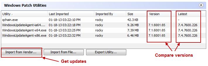 c. Click Import from Vendor to get the latest utilities. d. In the Import from Vendor window, select one or more utilities and then click Import.