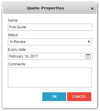 Quotes Tab The Quotes tab will display the quotes created for a selected opportunity. You can add or delete quotes, as well as modify the properties of the quotes.