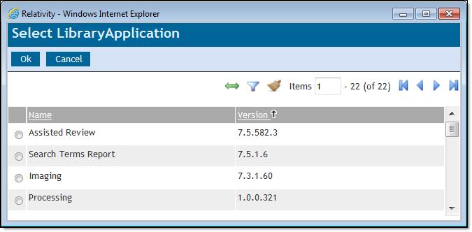 The Application Artifacts section displays the application's object types and other components. If necessary, click Clear to clear the field and select a different application. 5.