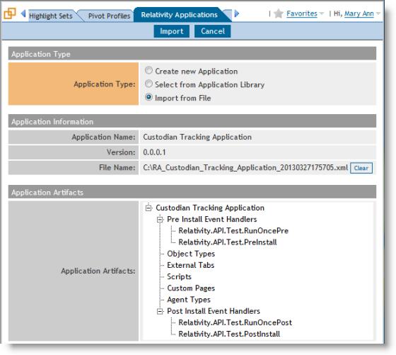 Below the Application Artifacts section, an additional section called Map Fields displays. You can use field mapping functionality to map application fields to workspace fields of the same field type.