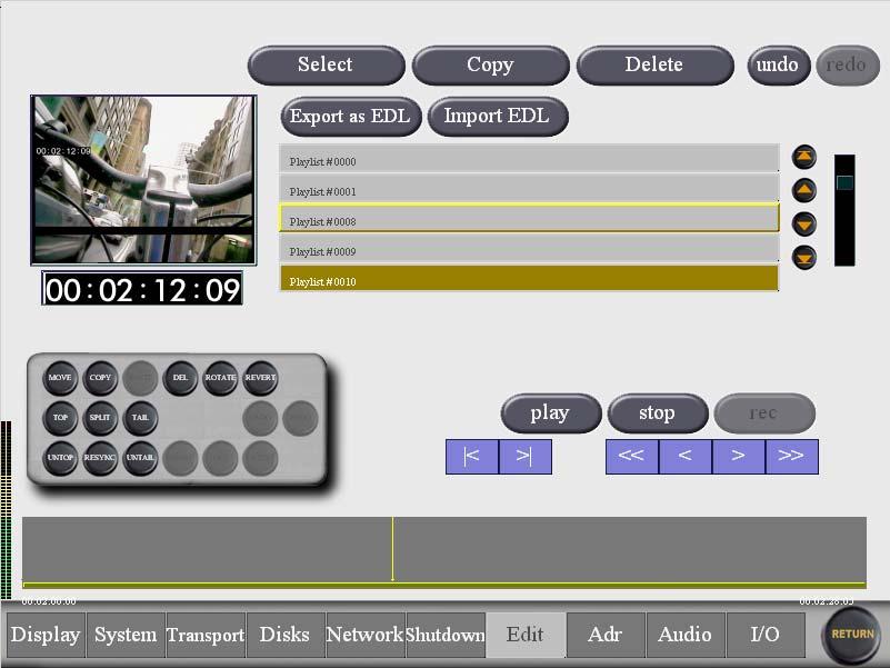Reference Vmotion 1.2 r 3 Menu Screens Edit screen and Edit functions The Main Screen [EDIT] button specifies whether the editor control panel appears on the Main Screen.