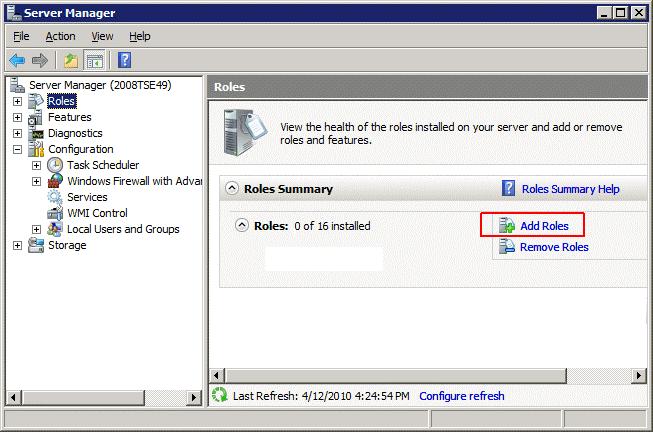 Windows 2008 Server Adding Terminal Server Role Windows 2008 Server, like Windows 2003 Server, allows two RDP connections for administrative purposes.