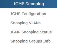 4.11 IGMP Snooping The Internet Group Management Protocol (IGMP) lets host and routers share information about multicast groups memberships.