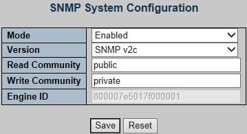 4.12 SNMP This menu shows the SNMP configuration. 4.12.1 SNMP System The page shows the SNMP System configuration. The screen in Figure 4-53 appears.