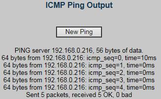 switch to ping. The initial value is blank. The IP Address you enter is not retained across a power cycle. Specify the length of the ICMP packets.
