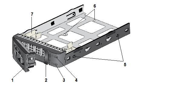 Disk Tray The following figure shows the features of the disk tray used on all ReadyNAS storage systems except the RR4360 storage system. Figure 26. Disk tray 1. Disk tray handle 2.
