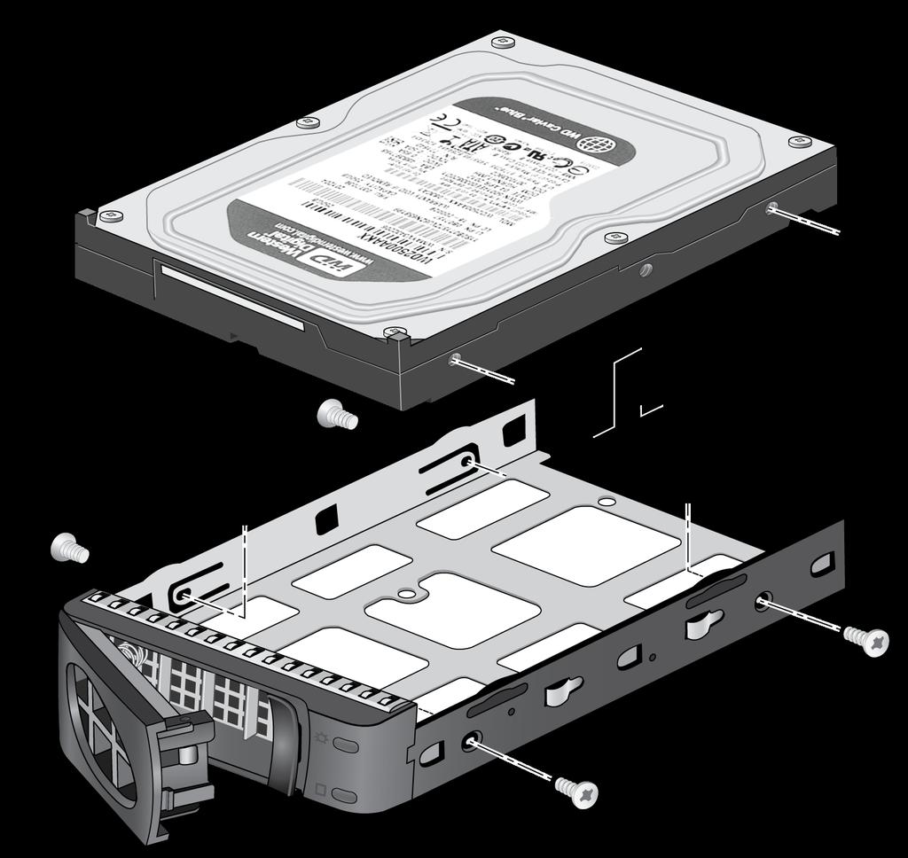 5. Secure the HDD in the tray using the screws.