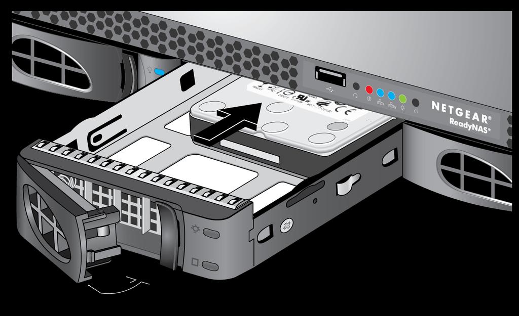 The disk tray is secured in the drive bay. If the volume that contained the failed disk uses a protected RAID configuration, the system automatically resynchronizes the volume using the new disk.