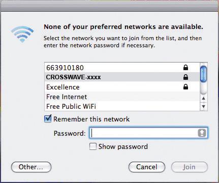 4. Select the network CROSSWAVE-xxxx, and then click. 5.