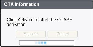 OTA activation progress will show and