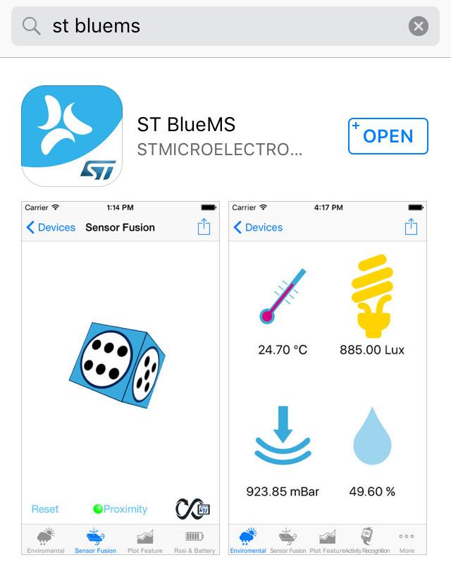 SensorTile & ST BlueMS app 13 SensorTile assembled and