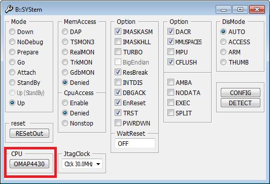 Debugger Setup First you need to set up the debugger to be able to connect to the target platform. This includes e.g. selecting the appropriated CPU, setting the JTAG clock and selecting target-specific debugger options.