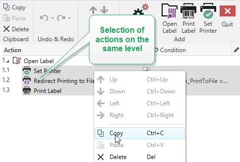 9.6.1.3 Editing Field Editing field allows editing the advanced action properties. Main properties of the selected action are available for editing on the top of the Main/editing field.
