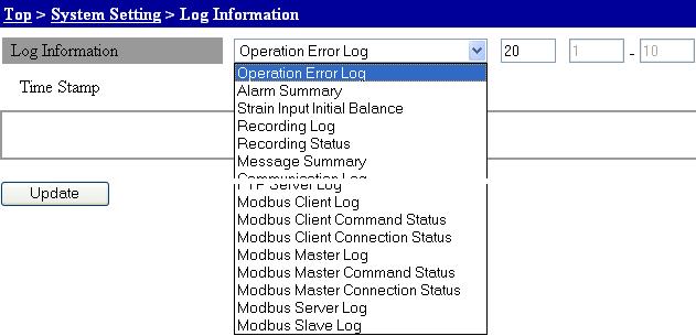 Checking the Communication Status You can view log information to check the status of Modbus communications.