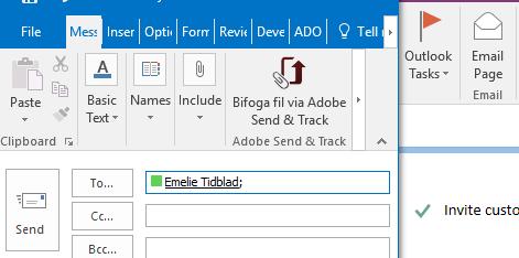 Sending pages to an e-mail address Bring up the Home menu tab and click on the Email page button. Outlook opens and the OneNote page is placed in the message field. Address and send as usual.