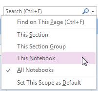 SEARCHING WITHIN THE NOTEBOOK () Once your Notebook starts to become large it is likely that you will need to use OneNote s Search facility to locate the notes you need to find.