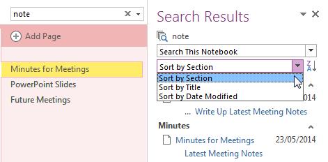 SEARCHING WITHIN THE NOTEBOOK () Once the Search Results pane is displaying it can be used to view the search results without fear of them being deselected, and thus having to run the search again.