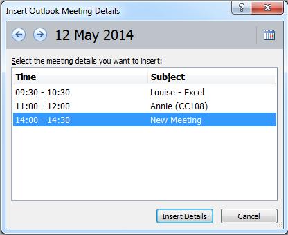 We will now consider how to include the date, time and attendee details into a OneNote page from a meeting already entered into our Outlook Calendar.
