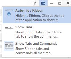 If you want to just bring back the tabs, click on Show Tabs in the Ribbon Display Options.