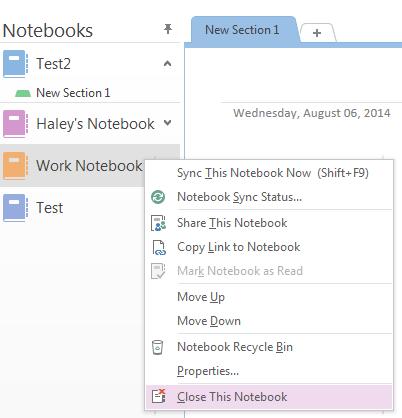 Step 2: Right-click the notebook icon that you wish to delete Step 3: Click Delete Delete a Shared Notebook Step 1: Right-click the notebook that you want to delete Step 2: Click Close the Notebook