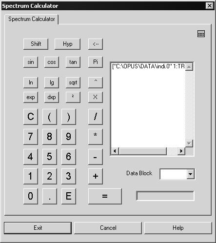 Manipulate Menu Chapt. 3 A B C D H E F I J G Figure 113: Spectrum calculator A Use the button to delete your input. B These buttons provide trigonometric functions.