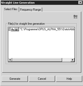 Manipulate Menu Chapt. 3 Figure 116: Straight Line Generation - Select Files 1 Click on the Frequency Range tab. 2 Define a particular frequency range, see also chapter 1.14.