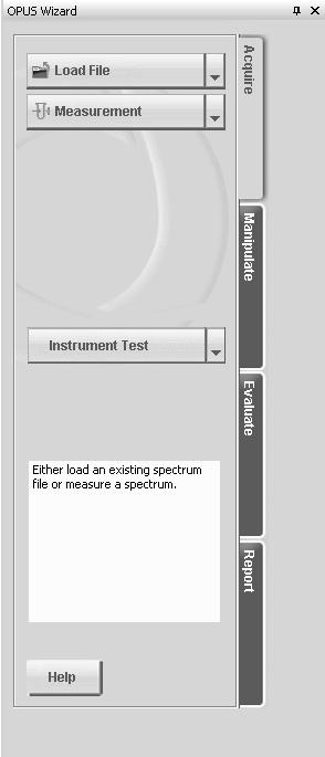 Wizard Chapt. 1 To change the spectrum display you open the pop-up menu......by right clicking on a data block of the spectrum file. For further details on this menu refer to chapter 1.13.1. 1.12 Wizard The wizard is an interactive help tool to measure and edit spectra.