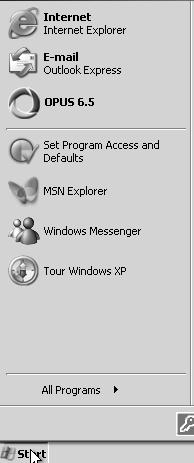 Chapt. 1 OPUS Basics 1.2 Starting OPUS Click on the OPUS program icon on the Windows start menu. The icon is automatically displayed if the OPUS installation has been completed successfully.