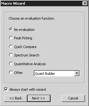 Next button, the No evaluation option button is activated by default in the next dialog.