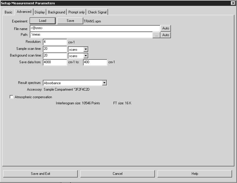 Measure Menu Chapt. 3 3.5.1.2 Advanced A B C D E F Figure 90: Setup Measurement Parameters - Advanced A Define the directory path either manually or by clicking on the button.