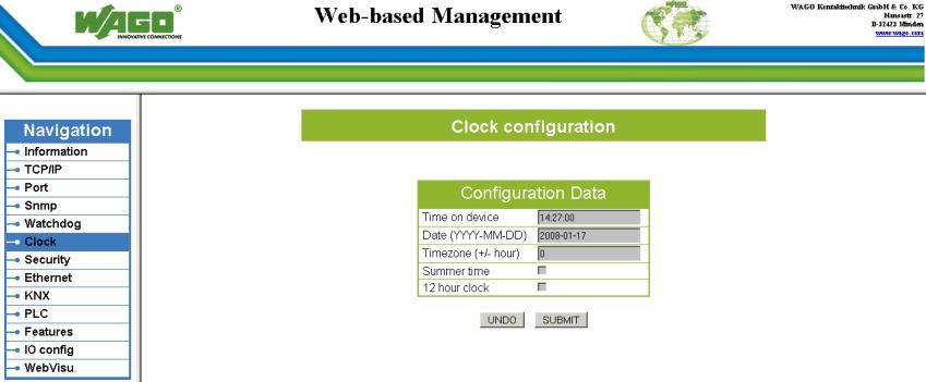 4-34: Web-based Management System: Watchdog g084914d Clock Click the link "Clock" to go to a Web site where you can