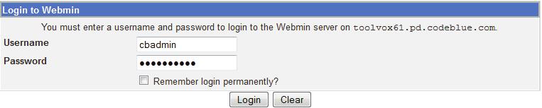 Webmin commands: Once you connect ToolVox to your network, you should be able to log in to the Webmin management