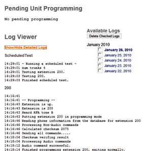 Illustration 9C Information pertaining to unit programming and logs from test schedules will be displayed.