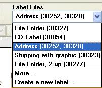 Creating a New Label Choosing a Label File The first step is to choose a label file as the basis for your new label. To choose a label file 1 Select the arrow next to the Label Files drop-down list.