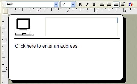 Creating a New Label Changing the Return Address Next, you change the return address. To enter a return address 1 Click the text in the label s upper-right corner.